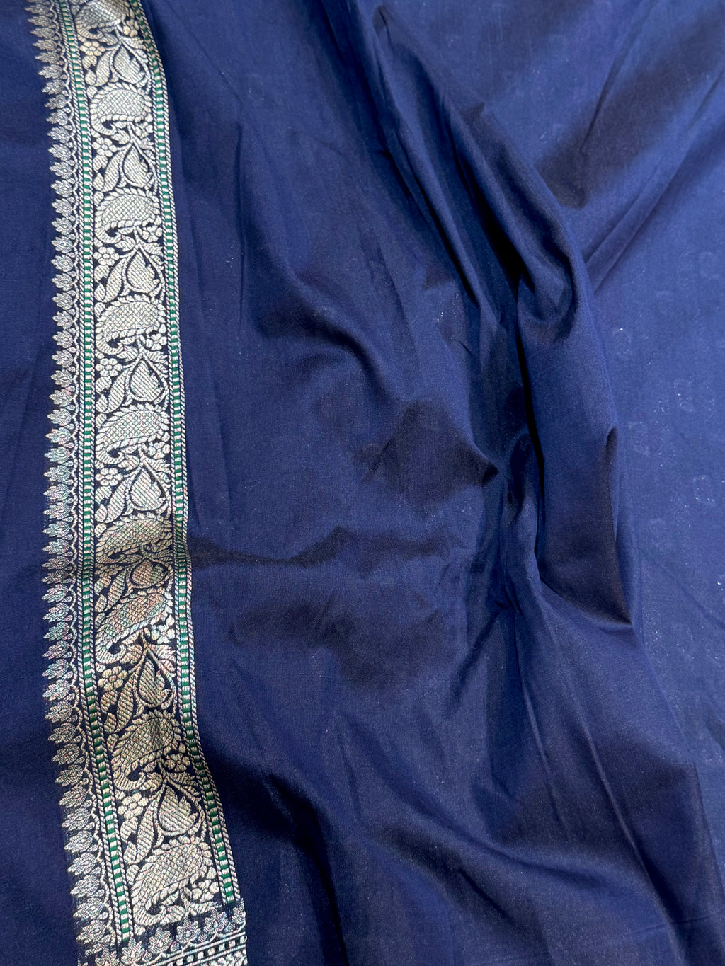 Navy Blue Banarasi SemiKatan Silk Partywear Saree