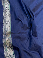Navy Blue Banarasi SemiKatan Silk Partywear Saree