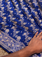 Royal Blue 100% Pure Banarasi Katan Silk Saree