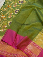 Prebook | Green 100% Pure Ektara Banarasi Kora Jamdani Saree