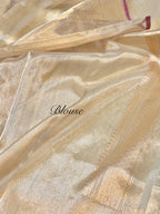 Diamond Gold 100% Pure Banarasi Tissue Silk Handloom Handwoven Saree