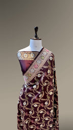 Prebook | Coffee Brown 100% Pure Banarasi Katan Silk Meenakari Saree