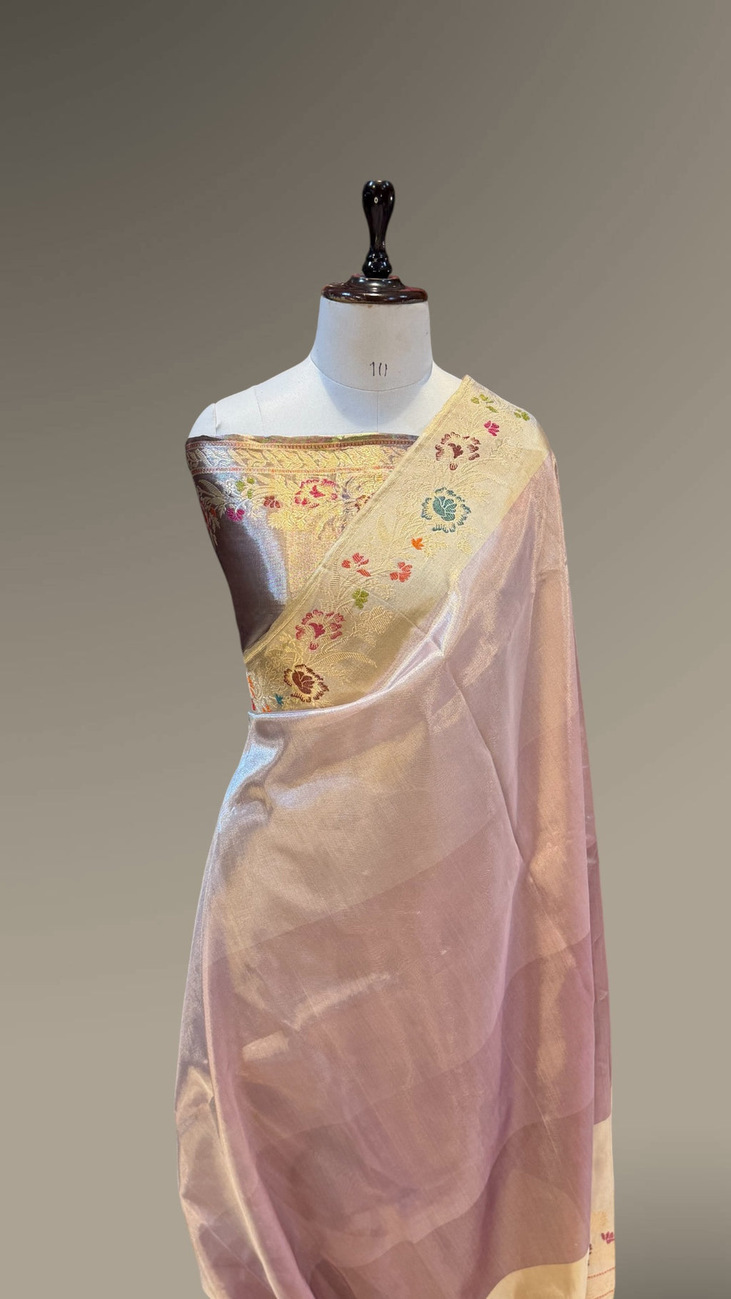 Diamond Golden Pure Banarasi Tissue Silk Tilfi Handloom Handwoven Saree