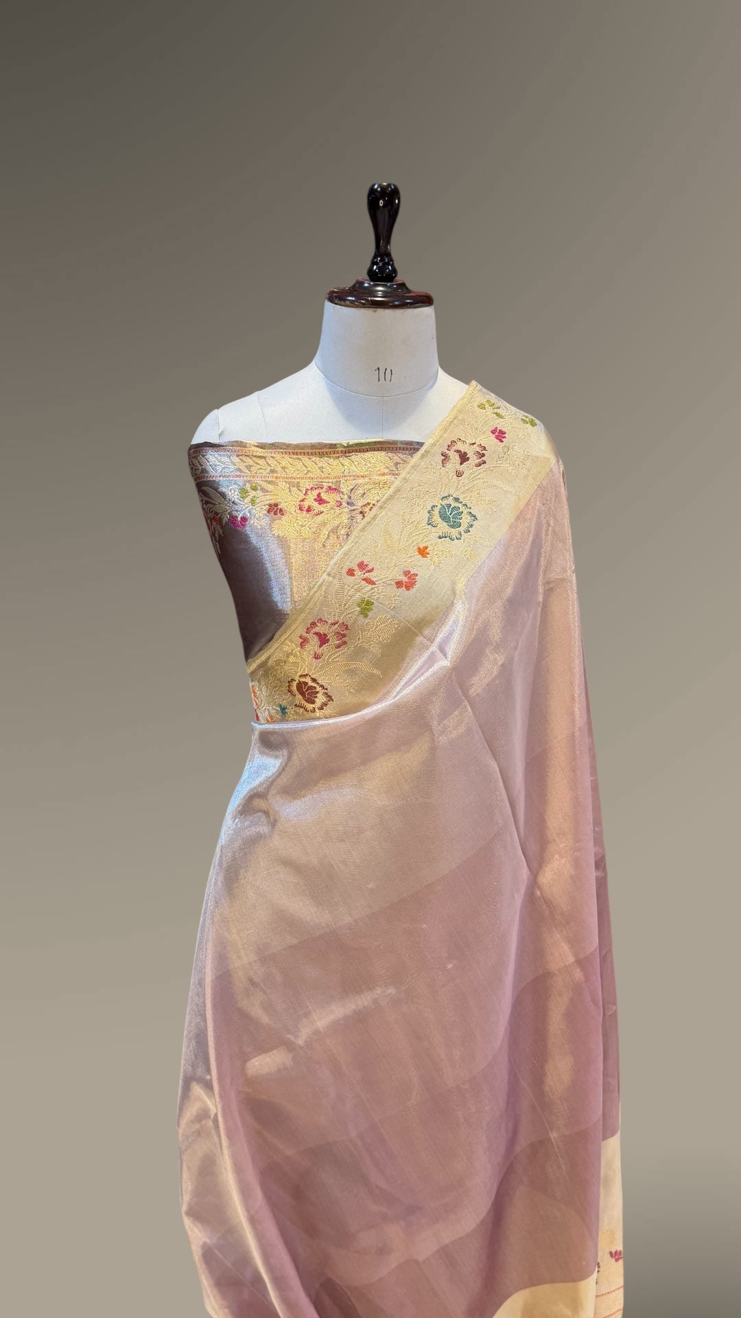 Diamond Golden Pure Banarasi Tissue Silk Tilfi Handloom Handwoven Saree
