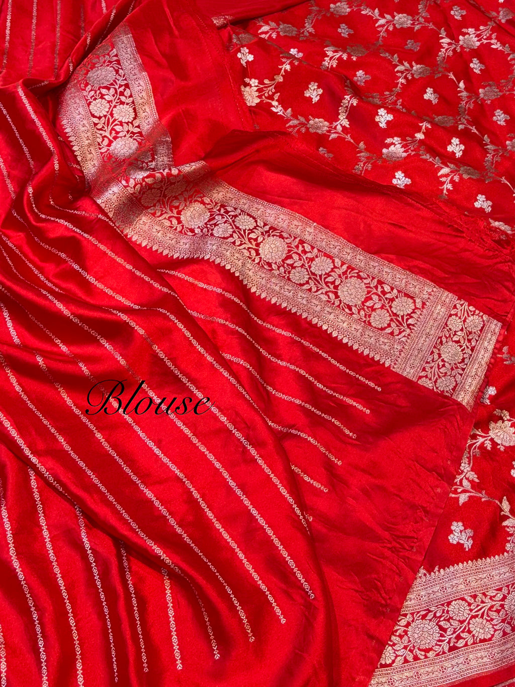 Red Banarasi Soft Meenakari Mashru Silk Partywear Saree