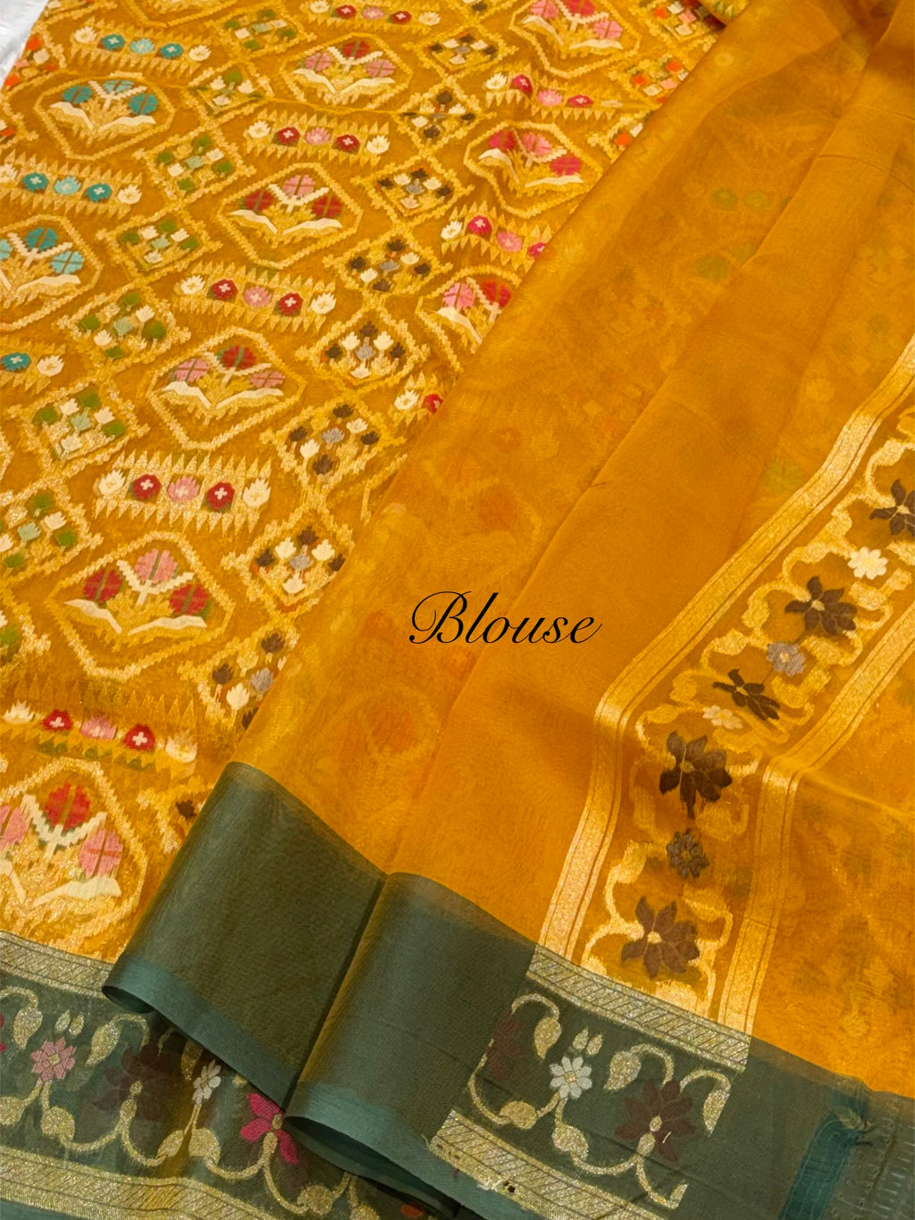 Prebook | Golden Yellow 100% Pure Ektara Banarasi Kora Jamdani Saree