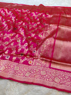 Rani Pink 100% Pure Banarasi Katan Silk Handloom Handwoven Pattu Saree