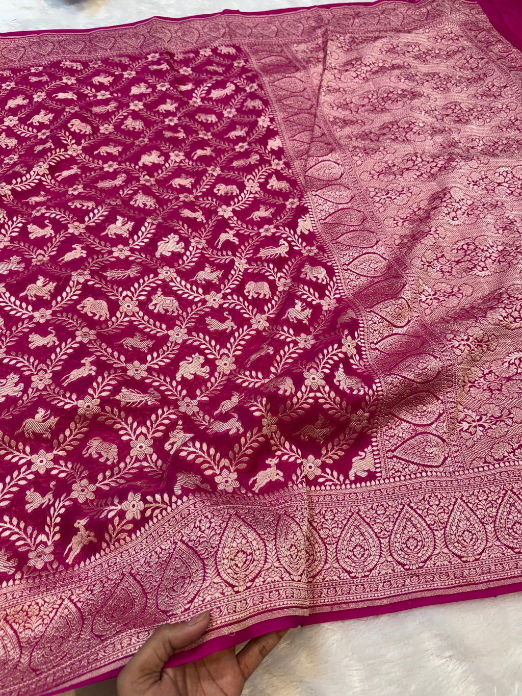 100% Pure Khaddi Georgette SHIKARGAH Saree