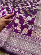 Wine Purple 100% Pure Banarasi Katan Silk Saree