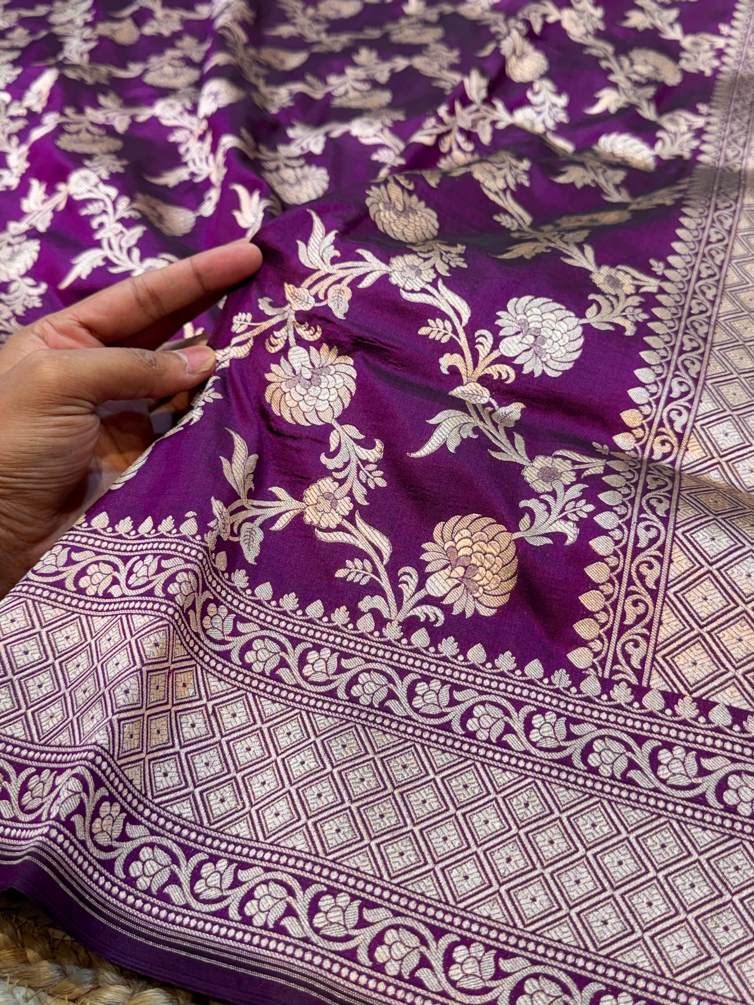 Wine Purple 100% Pure Banarasi Katan Silk Saree