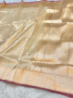 Diamond Gold 100% Pure Banarasi Tissue Silk Handloom Handwoven Saree