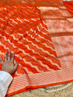 Prebook | Fanta Orange 100% Pure Banarasi Katan Silk Saree
