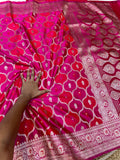 Rani Pink Banarasi Soft RANGKAAT Mashru Silk Partywear Saree