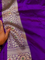 Violet Purple 100% Pure Banarasi Katan Silk Meenakari Brocade Saree