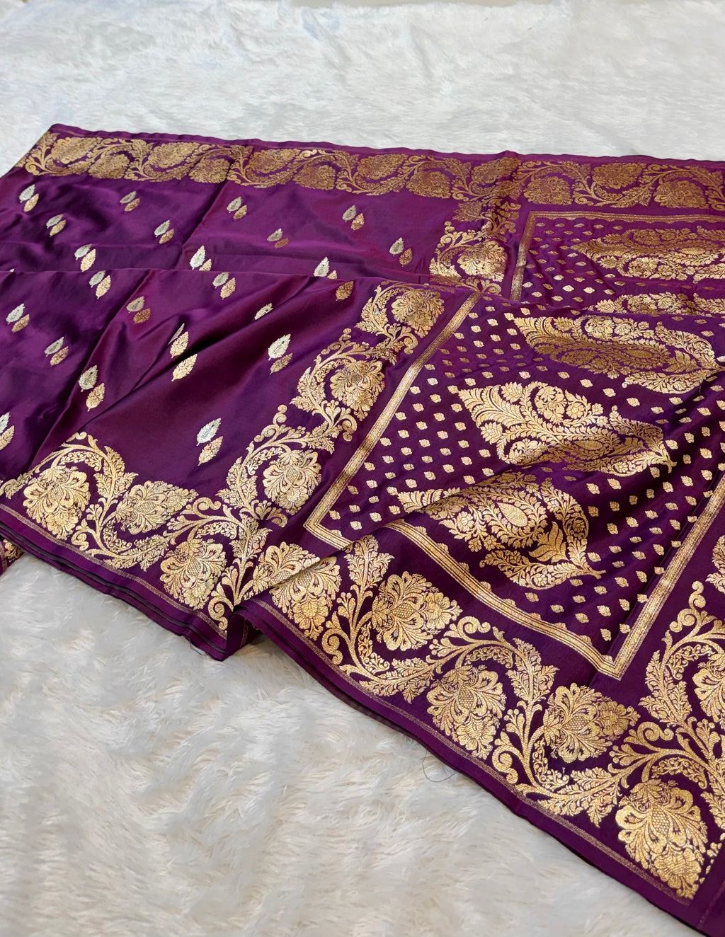 Purple Banarasi Soft Meenakari Mashru Silk Partywear Saree