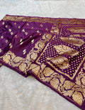 Purple Banarasi Soft Meenakari Mashru Silk Partywear Saree