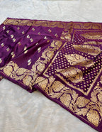 Purple Banarasi Soft Meenakari Mashru Silk Partywear Saree