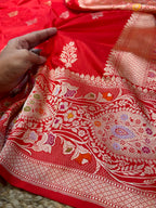 100% Pure Banaras Katan Silk Handloom Handwoven Pattu Saree