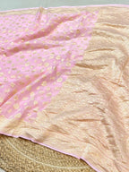 Baby Pink 100% Pure Banarasi Premium Khaddi Georgette Saree