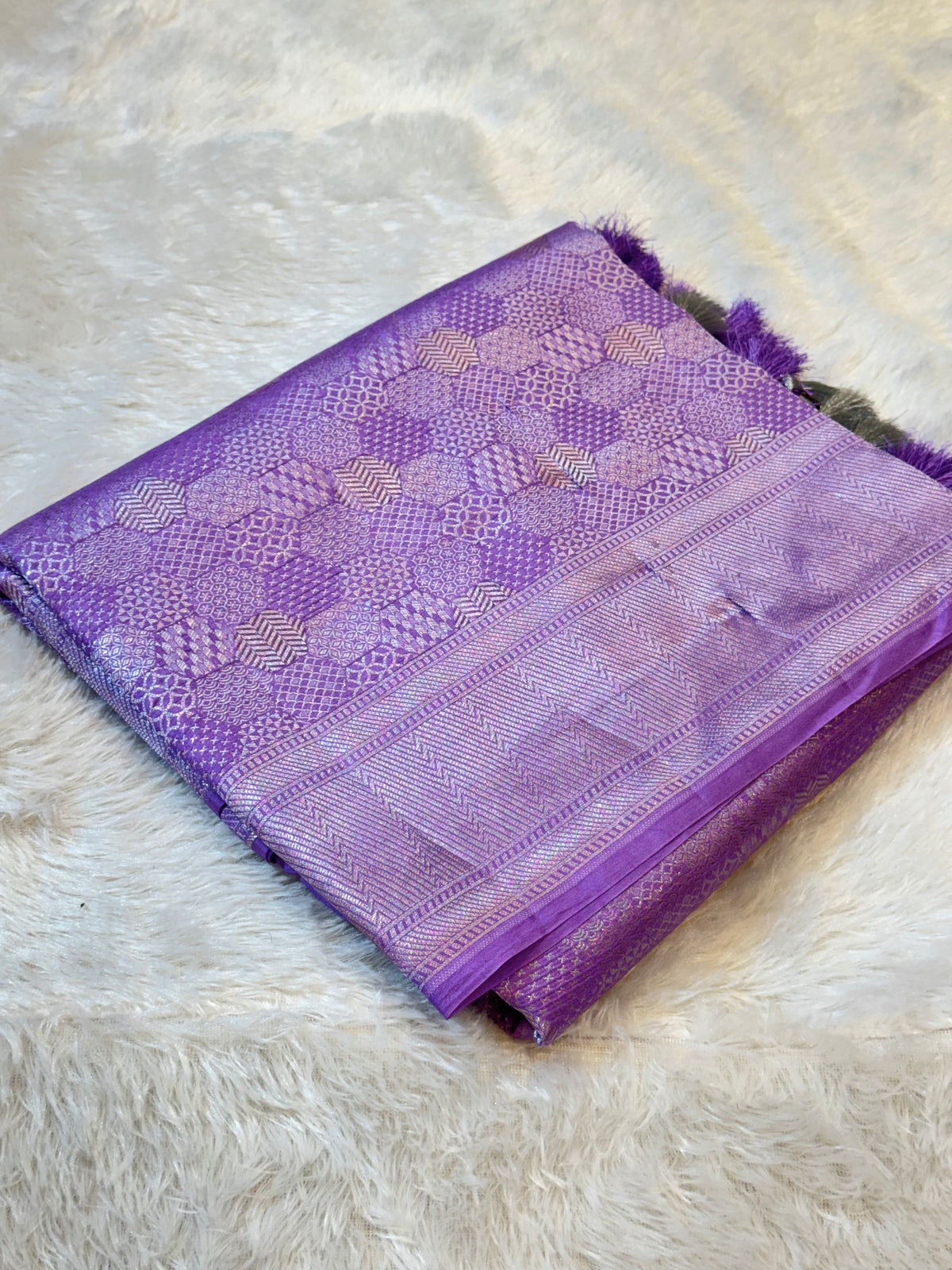 Lavender Pure Handloom Banarasi Mashru Silk Saree