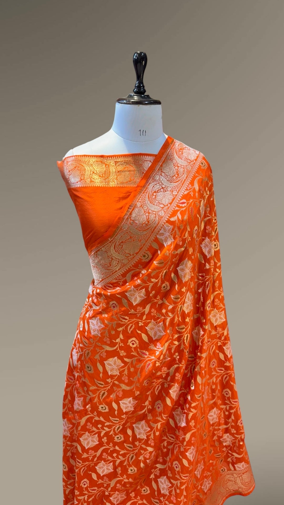 Prebook | Fanta Orange 100% Pure Banarasi Katan Silk Meenakari Saree