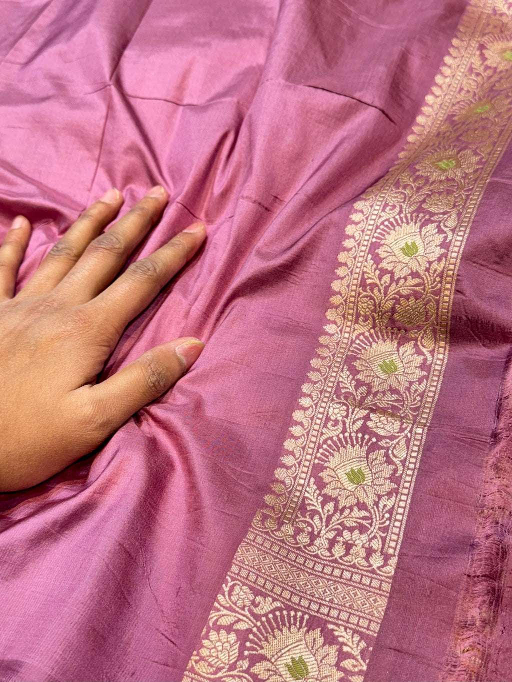 Prebook | Dusty Lilac 100% Pure Banarasi Katan Silk Meenakari Saree