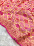 Pink 100% Pure Banarasi Khaddi Georgette RANGKAAT Saree