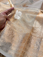 Diamond Gold 100% Pure Banarasi Tissue Silk Handloom Handwoven Saree