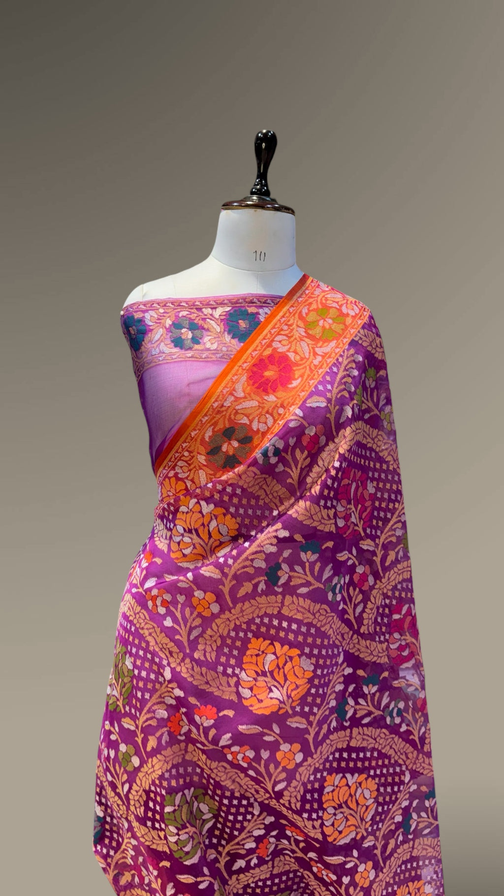 Prebook | Purple 100% Pure Ektara Banarasi Kora Jamdani Saree