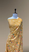 Beige 100% Pure Ektara Banarasi Cotton Jamdani Saree