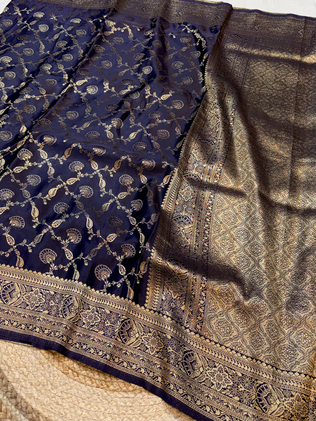 Deep Purple Banarasi Soft Mashru Silk Partywear Saree