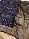 Deep Purple Banarasi Soft Mashru Silk Partywear Saree