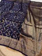 Deep Purple Banarasi Soft Mashru Silk Partywear Saree