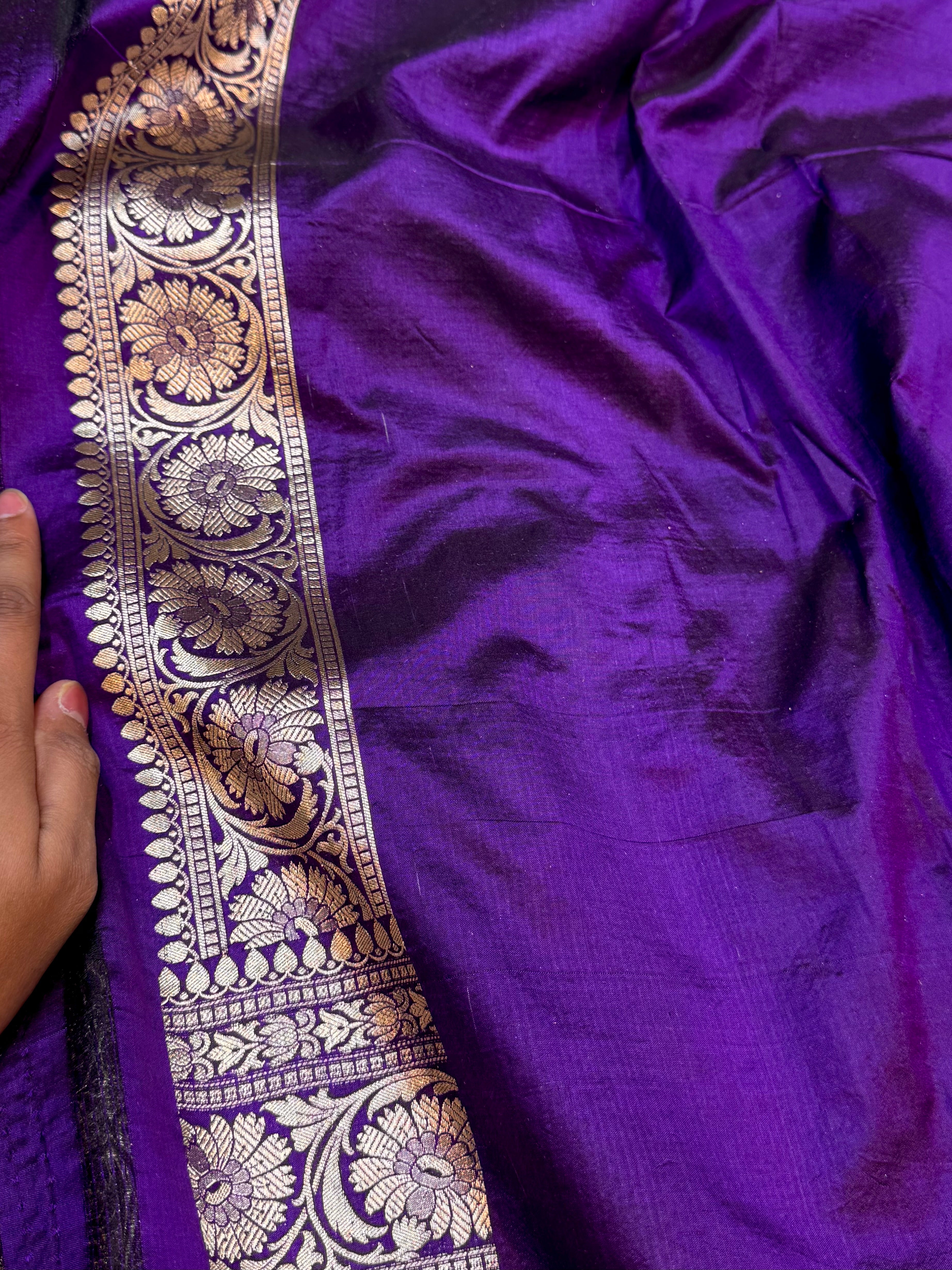 Prebook | Violet Purple 100% Pure Banaras Katan Silk Rangkaat Saree
