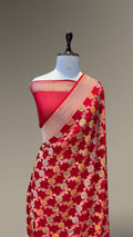 Red 100% Pure Banarasi Khaddi Georgette Meenakari Saree