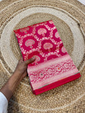 Dual shade Pink 100% Pure Banarasi Katan Silk Meenakari Saree