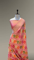 Peach 100% Exclusive Pure Banaras Katan Silk Rangkaat Saree