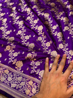 Prebook | Violet Purple 100% Pure Banarasi Katan Silk Saree
