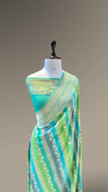 Sea Green 100% Pure Banarasi Khaddi Georgette RANGKAAT Saree