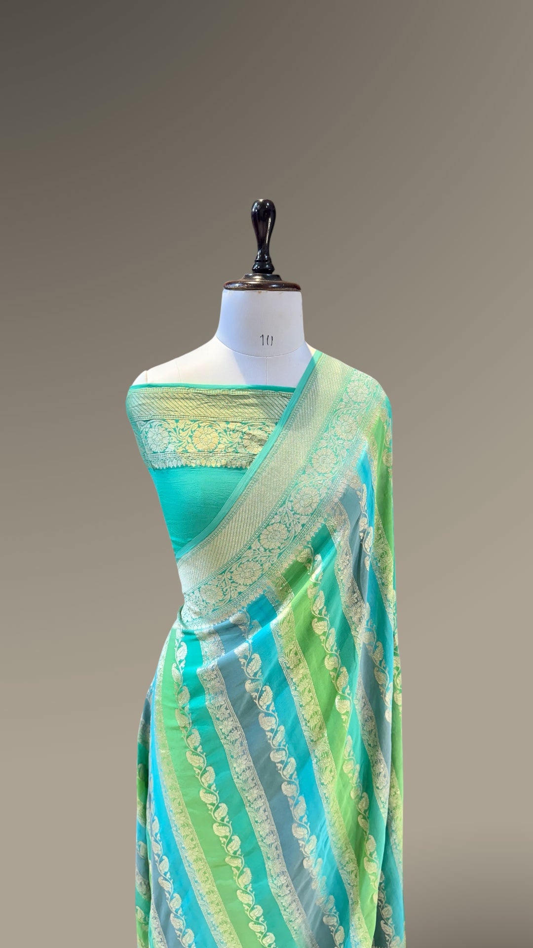 Sea Green 100% Pure Banarasi Khaddi Georgette RANGKAAT Saree