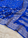 Royal Blue Banarasi Soft Meenakari Mashru Silk Partywear Saree
