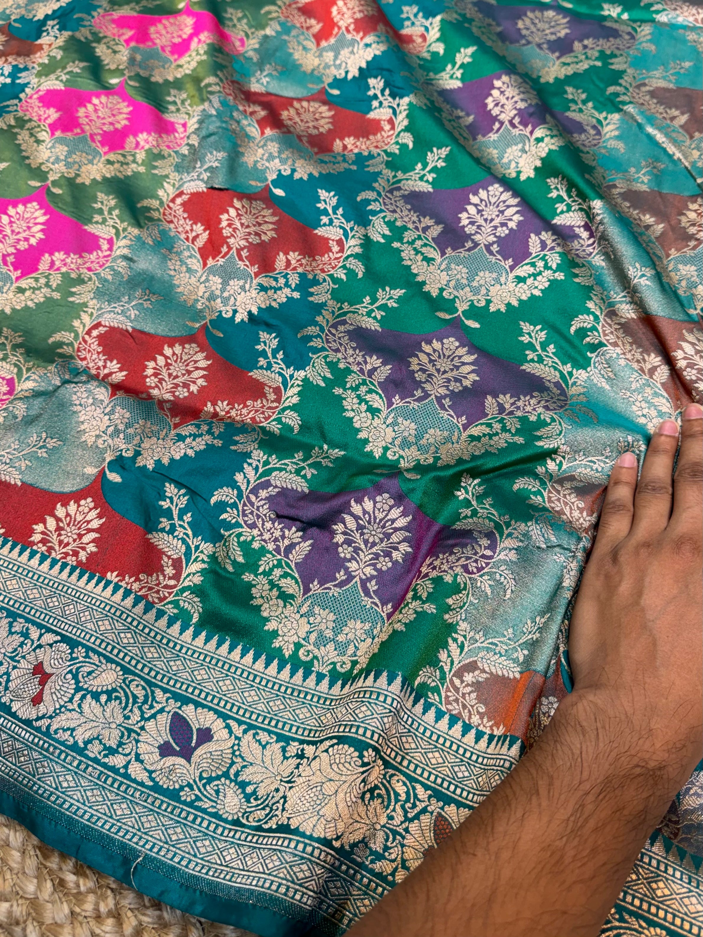 Sea Green 100% Exclusive Pure Banaras Katan Silk Rangkaat Saree