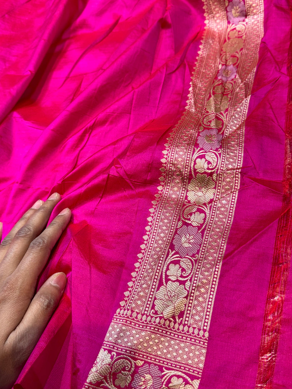 Prebook | Rani Pink Pure Banarasi Katan Silk Meenakari Saree