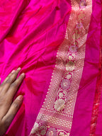 Prebook | Rani Pink Pure Banarasi Katan Silk Meenakari Saree
