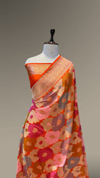 Prebook | Fanta Orange 100% Exclusive Pure Banaras Katan Silk Rangkaat Saree