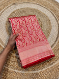 Red 100% Pure Banarasi Katan Silk Meenakari Brocade Saree