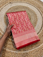 Red 100% Pure Banarasi Katan Silk Meenakari Brocade Saree