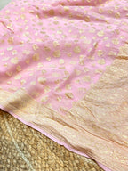 Baby Pink 100% Pure Banarasi Premium Khaddi Georgette Saree
