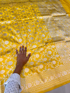 Yellow 100% Pure Banarasi Katan Silk Saree