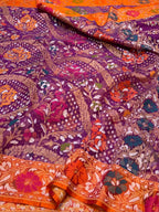 Prebook | Purple 100% Pure Ektara Banarasi Kora Jamdani Saree